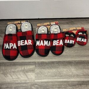NWT- Family Bear Plaid Slippers Set